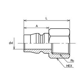Flobal Pro Style Tool Quick Coupling One-Touch Female Threaded Plug 40PFA Compatible Female Thread (Rc) 1/2
