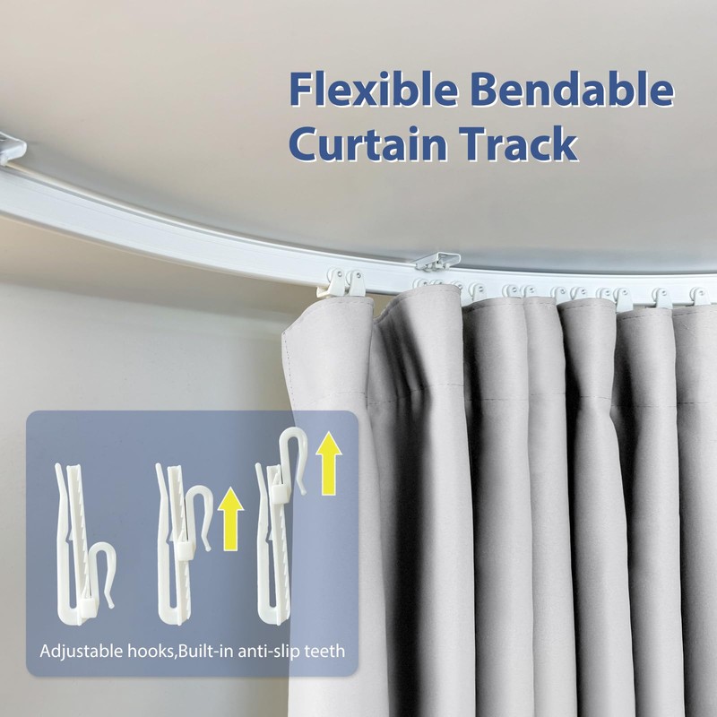 CBSRORO Room Divider Curtains Set White Curtain Ceiling Track with