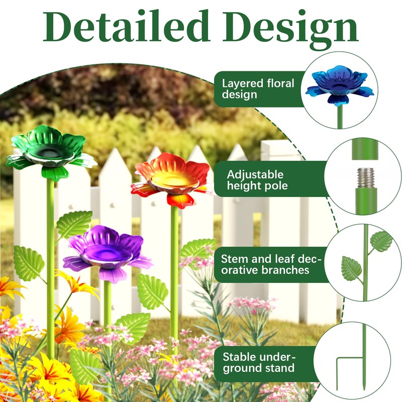 Retyion 6 Pack Bee Watering Station - Flowers Butterfly Feeder,
