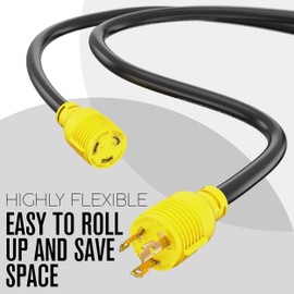 30 Amp Generator Cord, L6-30 Extension Cord, L6-30R, L6-30P, Generator Cable, 3 Prong, 250V Extension, 30amp, NEMA, Twist Lock, Power Cable, for House, RV, Heavy Duty, 10 Gauge, 250 Volt, 50 FT