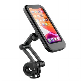 QIZHAN Motorcycle Mount Stay Holder, Waterproof, Smartphone Holder, Magnetic, Adjustable Height, Vibration, Absorption, Stand, One-Handed, Adjustable, System, Moped, Compatible with Touchscreen