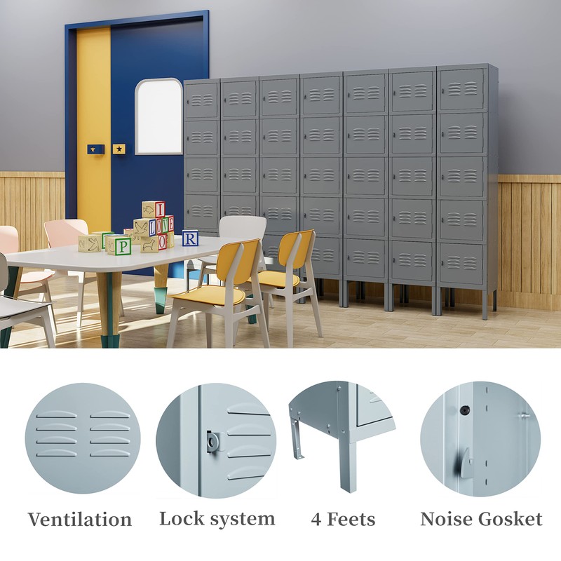 Yizosh Metal Locker with 5 Doors, Tall Steel Storage Lockers