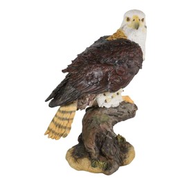Ebros Aerial Mountain Wildlife Bird Yellow Tailed Hawk Perching On Tree Stump Figurine with Lifelike Details Birds of Prey Decorative Accent 10" Tall Sculpture