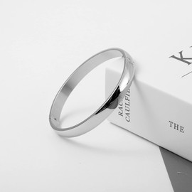 MILAKOO Stainless Steel Womens Bangle Bracelets for Mother's Day Gifts Silver 8mm Oval Cuff Bangle