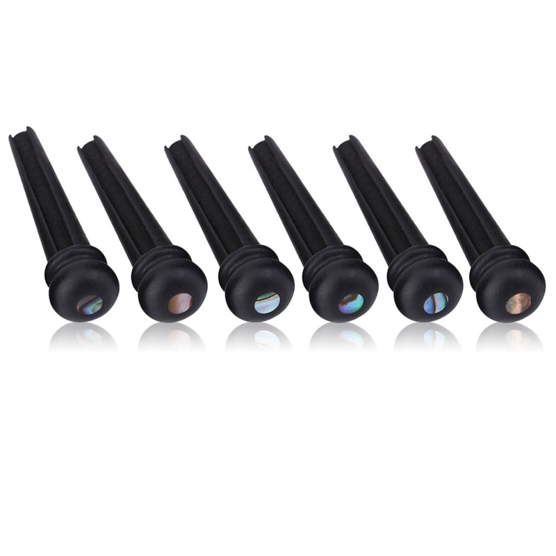 6Pcs Ebony Bridge Pins With Abalone Shell for Acoustic Folk