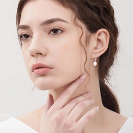 Pearl Earrings for Women 925 Sterling Silver Pearl Drop Earrings Pearl Jewelry Gifts (silver) (B-Pearl earrings)