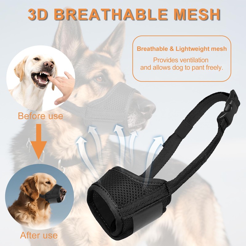 Breathable Muzzle for Medium Dogs - Adjustable Mesh Soft Dog