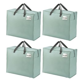 VENO 4 Pack Moving Bags, Christmas Storage Containers, Storage Totes, Zipper On Top, Sturdy, Storage Bags for Camping, Clothes, Bedding, Comforters, Pillows (22 Gallon Light Green, 4 Pack)