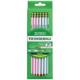 Ticonderoga Pastel Number 2 Pencils 18 Count with Erasers Pre Sharpened