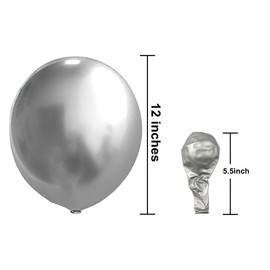 KBZVNAF Silver Metallic Chrome Latex Balloons - 50 Pack 12 inch Round Helium Balloons for Birthday Wedding Graduation Baby Shower Party Decorations