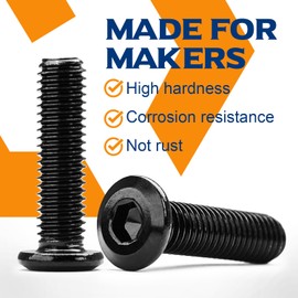 M8 x 10mm Flat Head Hex Socket Cap Screws Furniture Bolts, Stainless Steel 18-8 (304), Black Oxide, Countersunk Connector Screw, Full Thread, 20 PCS (with Hex Spanner)