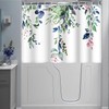 Ruelvth Short Shower Curtain, Waterproof Spring Green and Blue Eucalyptus