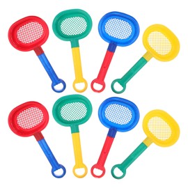 TOYANDONA Plastic Sand Strainer Shovels, Pack of 8 Colourful Beach Sand Strainers, Toy Rake Sand Toy with Handle, Children's Bath Toy for Gardening, Digging, Finding Treasures Shells