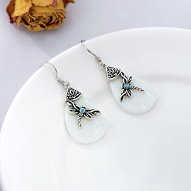 Pendientes de plata de ley con diseño de libélula celta, joyería celta, regalos de cumpleaños para mujer, esposa, mamá, Plata de ley, cristal,