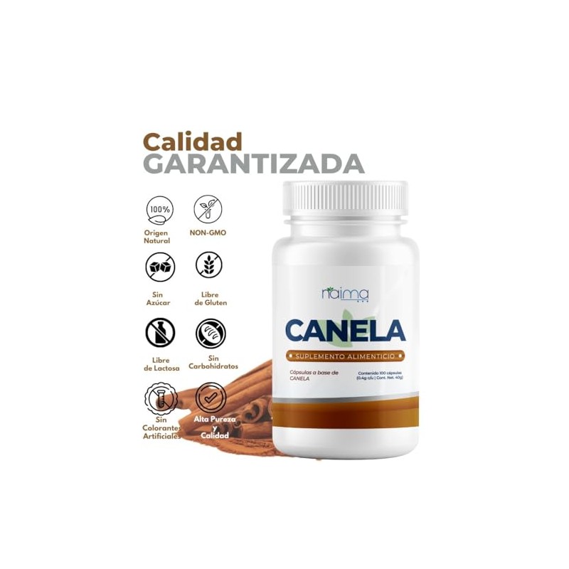 NAIMA Canela 800mg, 100 Cápsulas | Apoya la Digestión y