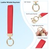 [PATIKIL] レザーリストレットキーチェーン キーチェーンホルダーキーフォブリ ストバンド 2つ キーリングと紛失防止Dリング付き 男性用女性用財布車キー用 金色/レッド