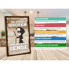 schilderkreis24 - Wooden Sign with Grim Reaper Motif - Funny Decorative Sign "So much to do and only one scyth" - Joke item, 28 x 19 cm