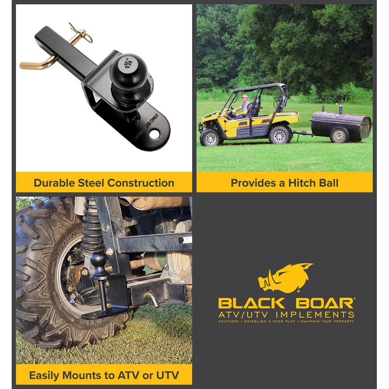 Black Boar ATV/UTV Mount with Hitch Ball and Winch Strap