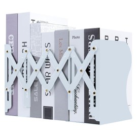 Book Ends, Adjustable Bookends, Expandable Metal Non-Skid Heavy Duty Book Ends for Shelves, Desk Bookshelf Book Storage Stand Book Holder Book Stopper Book Organizer for Home Office School