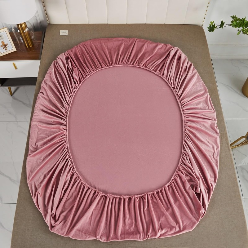 Fleece Fitted Sheet, 200 x 200 cm, Dusky Pink, Plush,