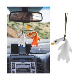 Zpana Cute Swing Duck Car Hanging Ornament, Rearview Mirror Swinging Roast Duck Automotive Pendant, Vehicle Rear View Decoration Accessories, Universal for SUV, Sedan, Truck (Color Changing)