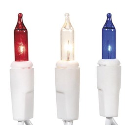 Darice LT35-10 Red, White and Clear 35-Light Bulb Light Set with White Cord for Indoor Use Only