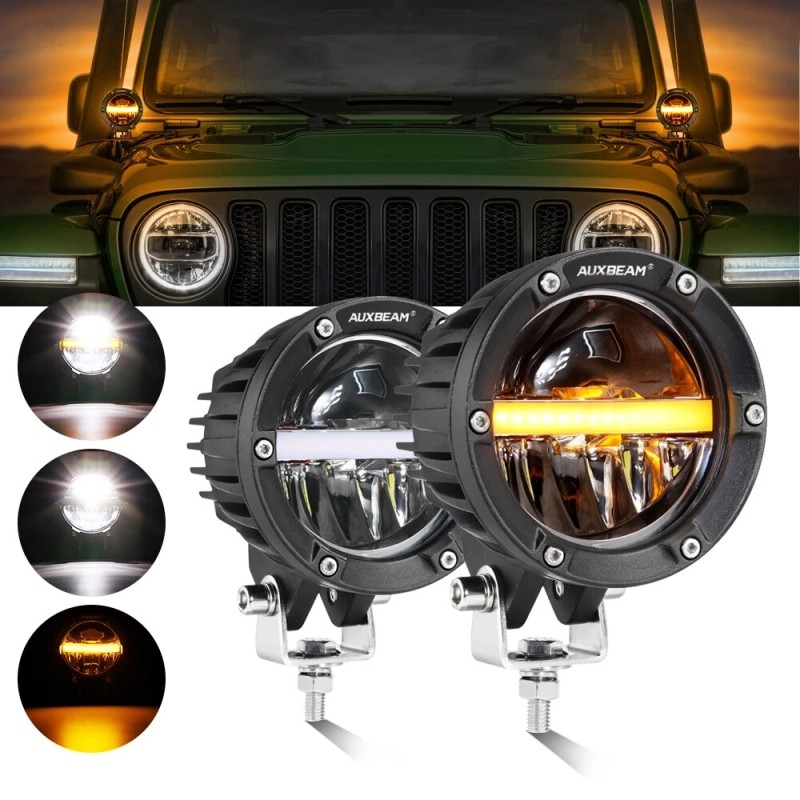 AUXBEAM 4" 110W 11000LM OFFROAD LED DRIVING LIGHTS COMBO +