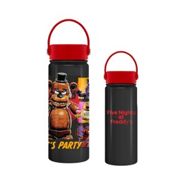 Silver Buffalo Five Nights at Freddy's Special Delivery Let’s Party Grid 20oz Stainless Steel Water Bottle with Swivel Handle