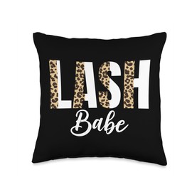 Leopard Lash Babe For Eyelash Techs & Lash Artists Babe Artist Lash Tech Leopard Eyelash Throw Pillow, 16x16, Multicolor