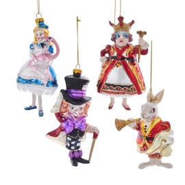 Kurt S. Adler Kurt Adler 5-5.5-Inch Noble Gems Alice in Wonderland 4-Piece Ornament Set, Multi