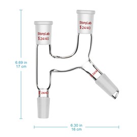 StonyLab 4 Way Claisen Distillation Adapter with 24/40 Joints Connecting Adapter Lab Supply, SL-L2L5M1R3