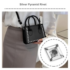 SG Store 200pcs Pyramid Rivets Square Rivets Spikes Screw Craft Punk Jewelry Accessories DIY Decoration for Leather Clothes Shoes 8x8mm, silver