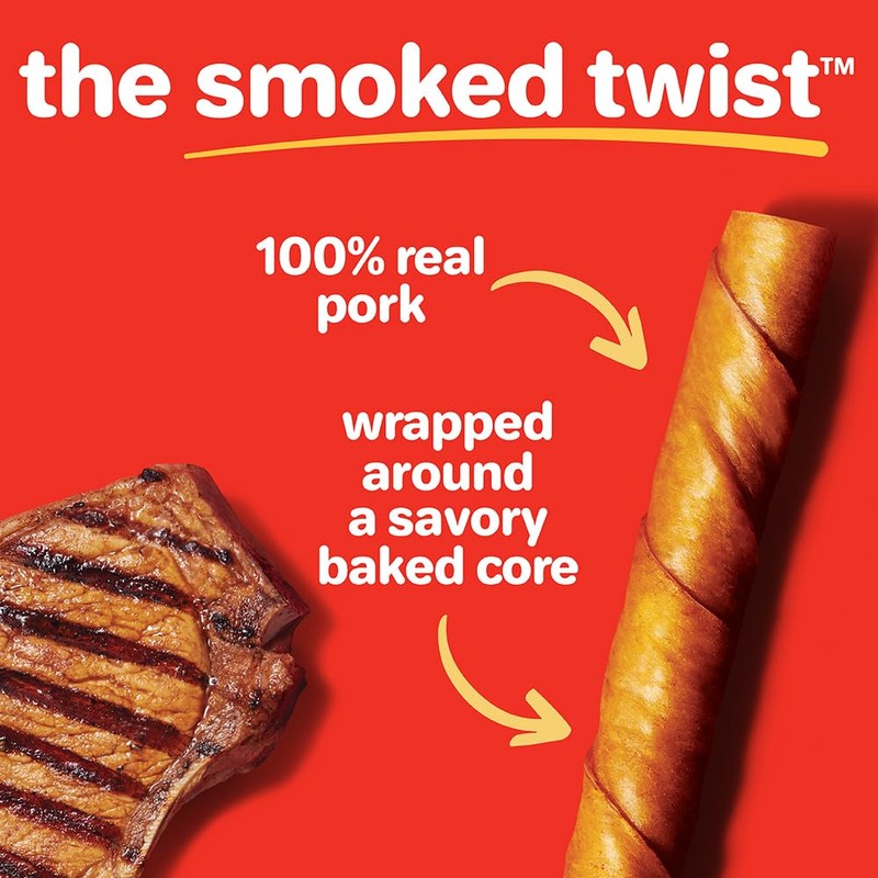 Hartz Oinkies Smoked Twists with Naturally Smoked Pork Rawhide-Free Dog