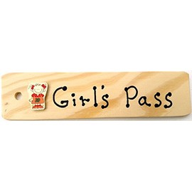 GIRL'S PASS - AA-911 GKID MADE in USA - 8"x2" WOODEN PASS w/GIRL & HANG LOOP