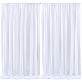 White Chiffon Sheer Backdrop Curtain for Wedding, Parties, White Tulle Arch Drapes for Photo Backdrop Decoration,Wrinkle-Free 10ft x 10ft