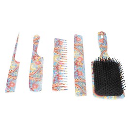 Hair Brush Set, Relieve Pressure Massage Scalp Hair Brush Comb Set Elastic Gas Bag Round Comb for Home Use for Hair Salon(Waist flower five-piece suit)