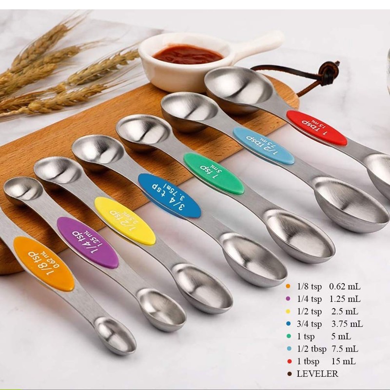 WEZVIX Magnetic Measuring Spoons Set Stainless Steel Double Sided Spoons