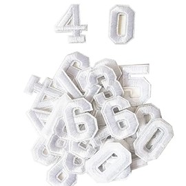 Harsgs 40PCS Iron on Numbers Patches, Embroidered Patches Numbers 0-9 Applique for Clothes, Dress, Hat, Jeans, DIY Accessories, White