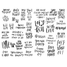 Seasonstorm Black Love Words Text Aesthetic Scrapbook Collage Paper Journal Clipping Stickers Fancy Stationery Accessories Craft Art Supplies