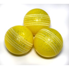 3 X Soft & Safe Glitter Cricket Balls For outdoor & indoors Rubber Cricket Ball With elegant Seam for Best Performing, Coaching & Practice (YELLOW)
