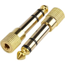 2x Gold Plated Stereo Headphones Audio Adaptor, Headphone Jack Adapter 6.35mm Male 1/4 inch to 3.5mm Female 1/8 inch Aux Plug Converter for Amplifiers, Guitars, Piano, Speakers, Headphones and More.