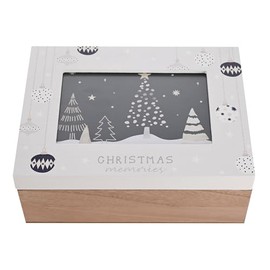 The Seasonal Gift Co - Hinged Lid Keepsake Box - Christmas Memories - Family & New Born Xmas Home Decor & Homeware Gifting Present Baby Shower & Christening.