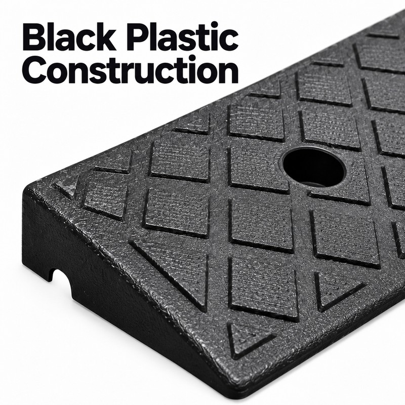 Plastic Threshold Ramp – 1.18-Inch Rise, 19.69-Inch Width, Textured Surface,