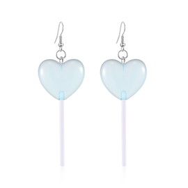 Chanaiqw Clear Heart Shape Lollipop Earrings Cute Candy Dangle Earrings for Women Resin Heart Earrings 80s 90s Earrings Valentines Day Gift (Violet)