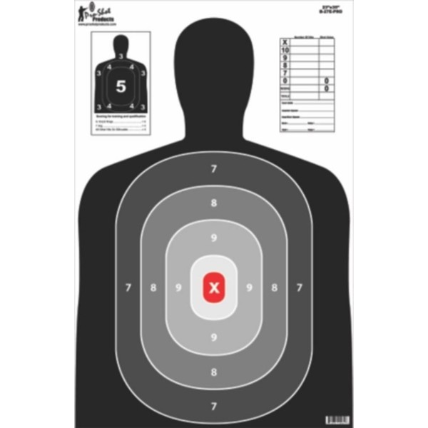 Pro Shot Silhouette Target, Red/Grey/Black on White, 23" x 35"