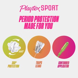 Playtex Sport Tampons, Multipack (36ct Regular/36ct Super Absorbency), Fragrance-Free - 72ct (2 Packs of 36ct)