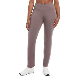Danskin Women's Studio Cross Waist Flare Yoga Pants, Plum Truffle, Large