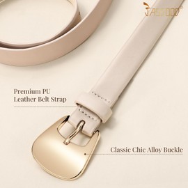 JASGOOD Women Leather Belt For Jeans Pants Skinny Ladies Thin Waist Leather Belt for Dress with Gold Prong Buckle,0.9" Width