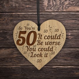 Red Ocean 50th Birthday Gift For Men Women Funny Engraved Heart 50th Birthday Gift For Him Her 50th Decorations