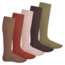 Footstar Men's & Women's Knee Socks (5 Pairs), Classic Cotton Stockings - Everyday!, Autumn colours